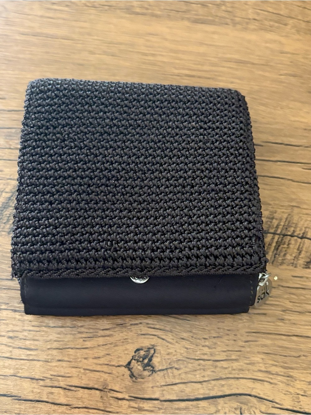 Boho The Sak Dark Brown Crochet Tri fold wallet